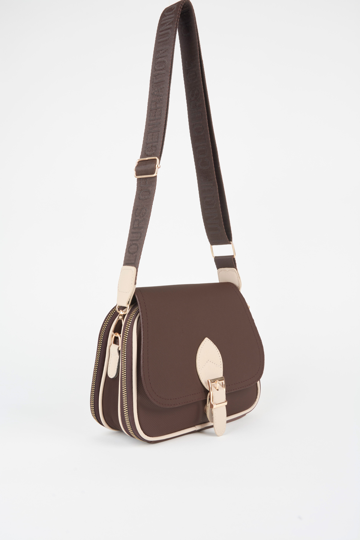 Vivaq Kadın Yonca Kahverengi Vizon 4 Cepli Kapaklı Fermuar ve Çıt Çıt Kapama Kol Ve Omuz Çantası - Görsel 3