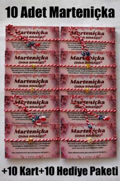BeryDenz 10 adet Karma Figürlü Marteniçka Şans Bileklik Seti (10 Kart 10 Hediye Paketi)