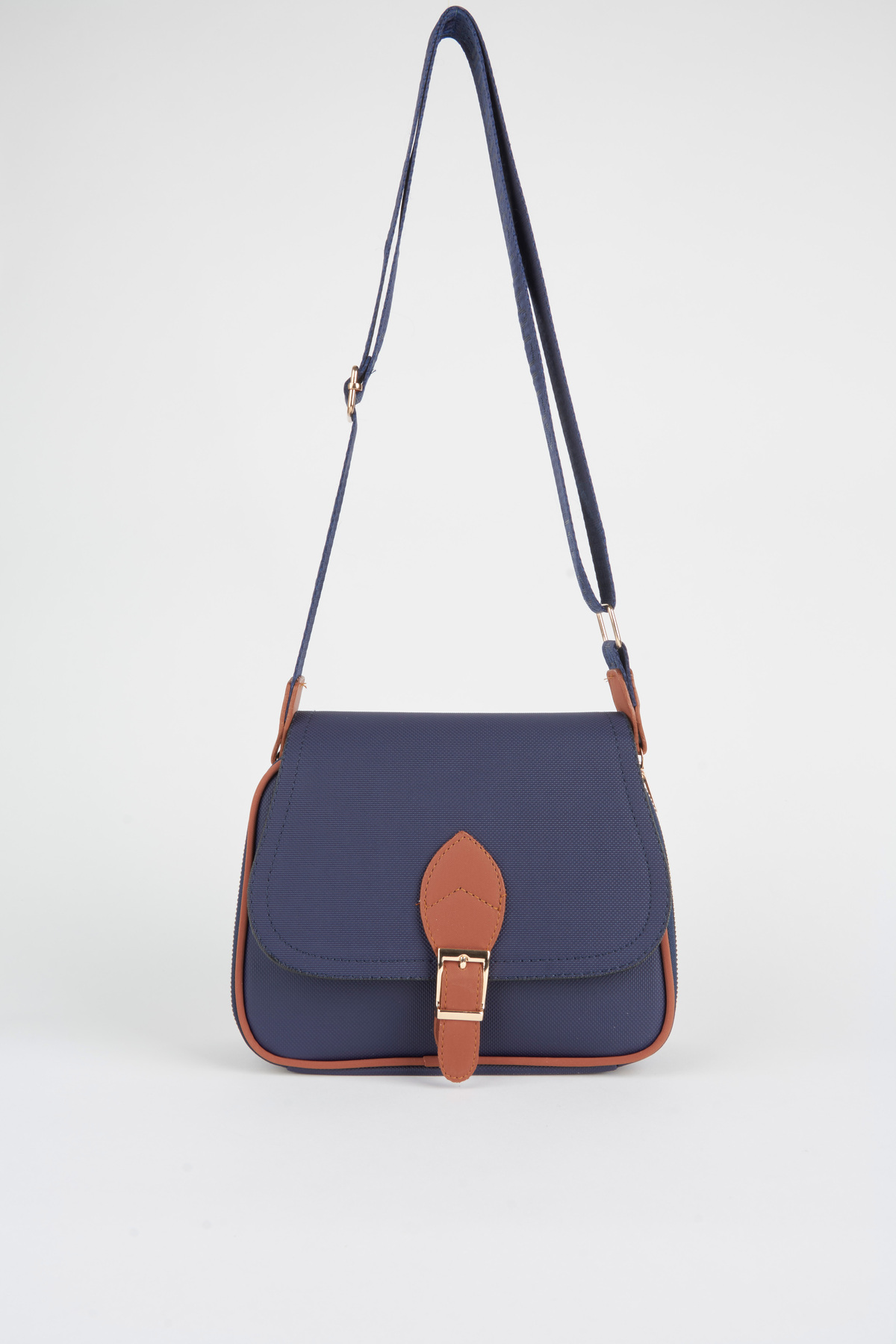 Vivaq Kadın Yonca Lacivert Taba 4 Cepli Kapaklı Fermuar ve Çıt Çıt Kapama Kol Ve Omuz Çantası - Görsel 2