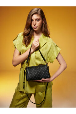 Pierre Cardin Premium Line Siyah Monogram Kadın Çapraz Omuz Çantası 05PO25Y10336