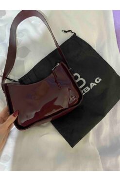 bag&more Bordo Rugan Kadın Kroko Desenli Baget Çanta Omuz Çanta Kol Çanta Kadın Çanta