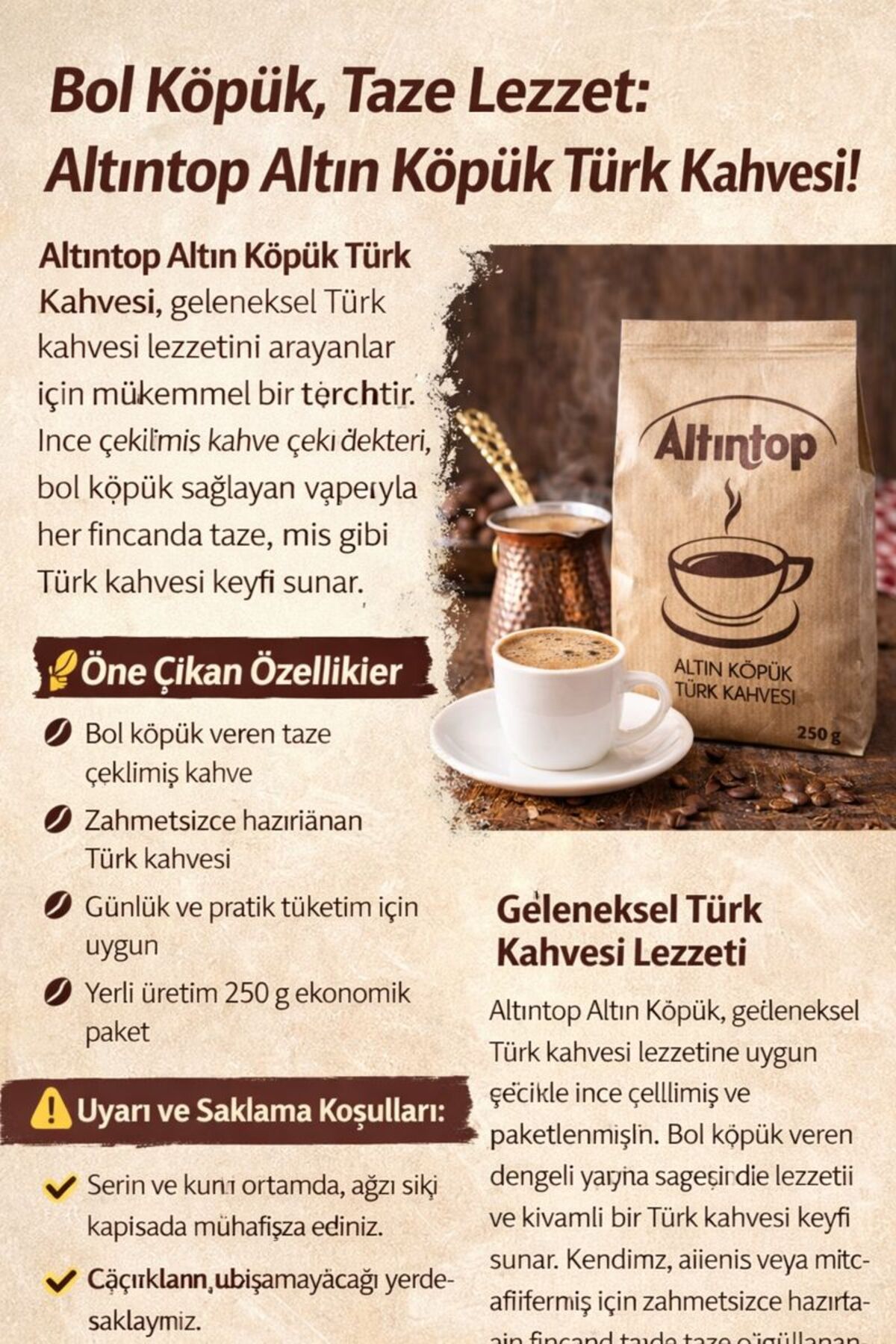 ALTINTOP Altın Köpük Türk Kahvesi | Öğütülmüş | 250 g - Görsel 2