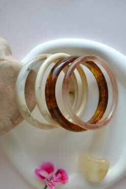 Sacce Scarves&Accessories Vintage Kehribar Tonlu Akrilik Bilezik Seti (4'lü)