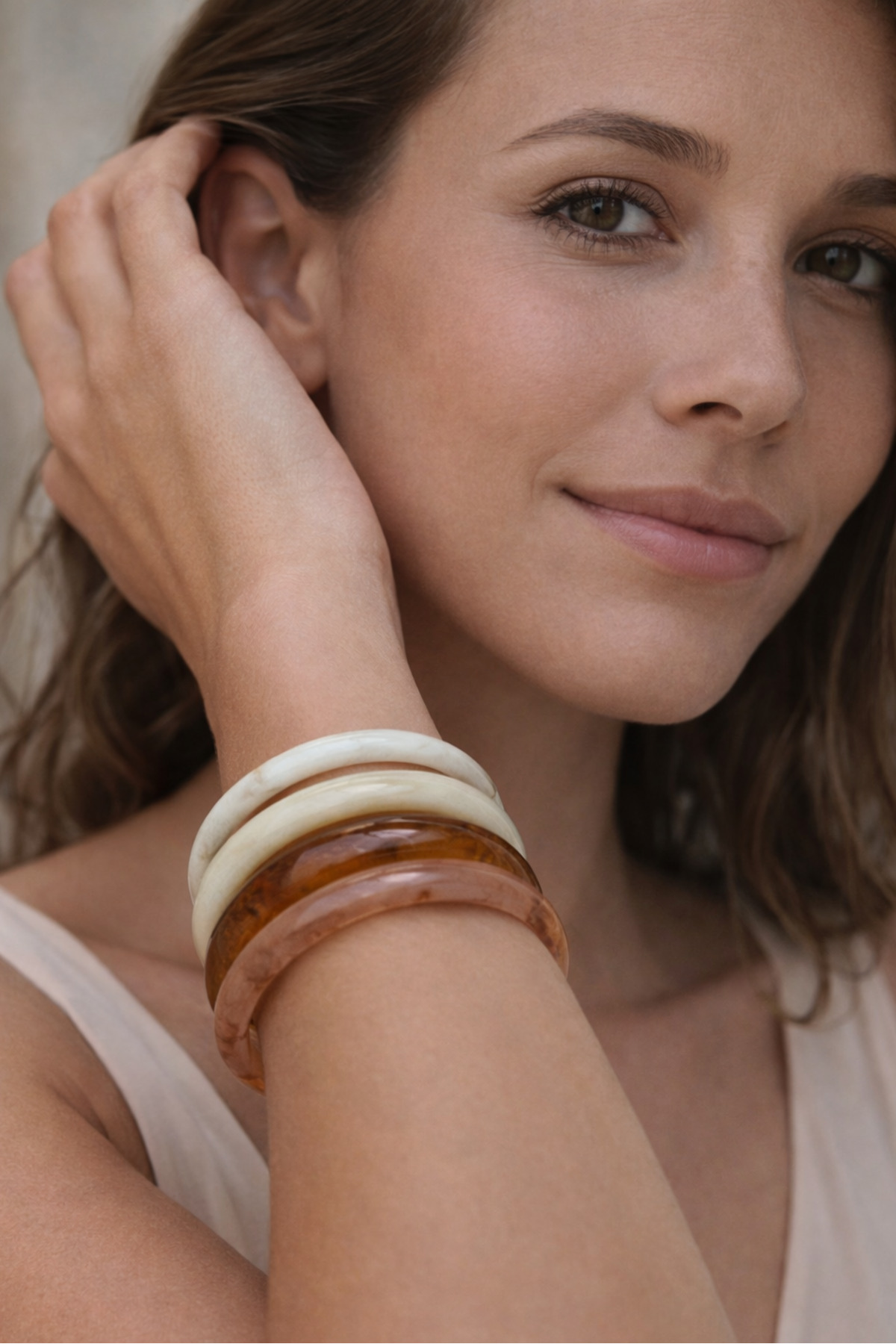 Sacce Scarves&Accessories Vintage Kehribar Tonlu Akrilik Bilezik Seti (4'lü) - Görsel 2