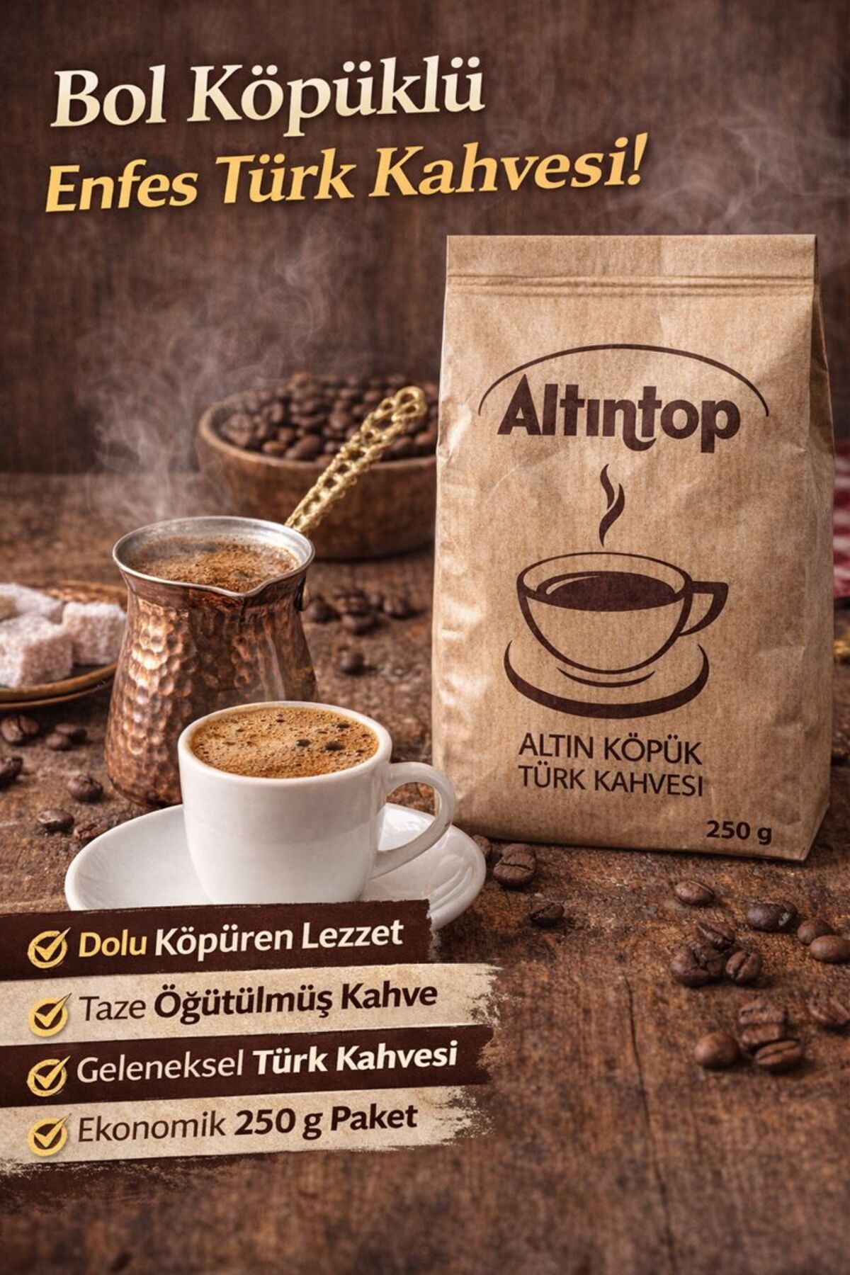 ALTINTOP Altın Köpük Türk Kahvesi | Öğütülmüş | 250 g - Görsel 3