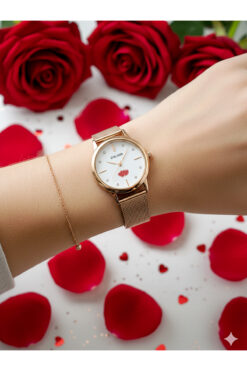 GOLDON Vintage model hasır kordon kalp detaylı kol saati