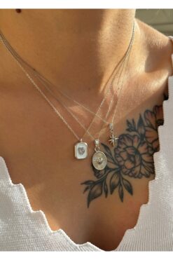 takıtarzım 3'lü Gümüş Renk Kalp Yıldız Set Kolye