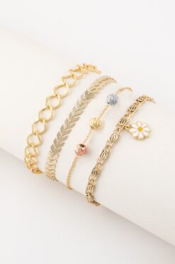 Sortie Aksesuar Dorika Ve Papatya Figürlü 4'lü Kombin Bileklik Seti 034