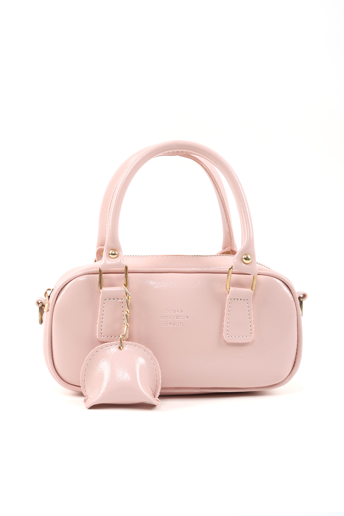 SHAKA Şeker Pembesi Shk207 Suni Deri Charm Detaylı Fermuarlı Ayarlanabilir Askılı El, Kol ve Omuz Çantası