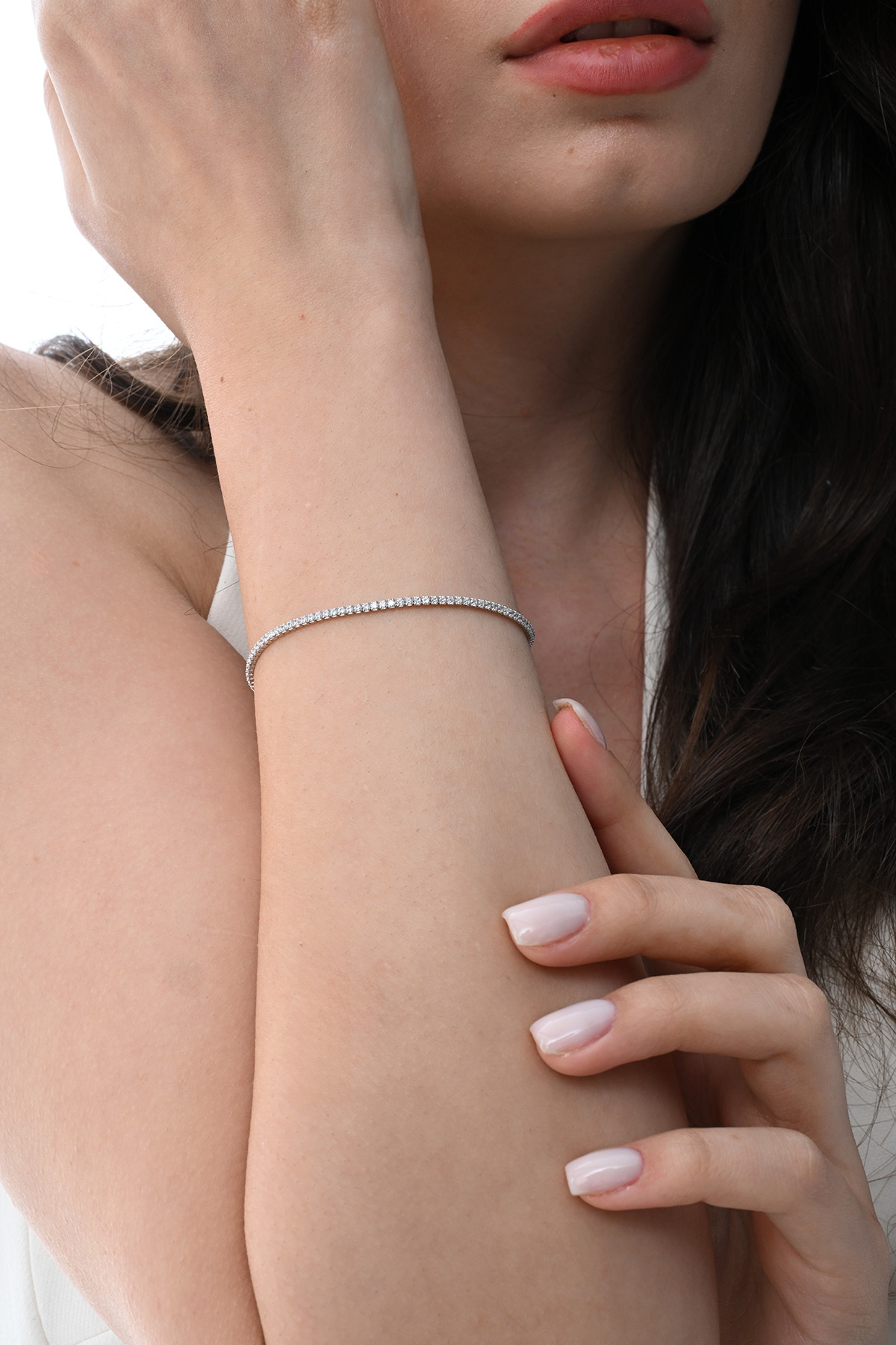 Söğütlü Silver Gümüş Beyaz Altın Rodajlı Pırlanta Modeli Zirkon Taşlı Su Yolu Bieklik - Görsel 3