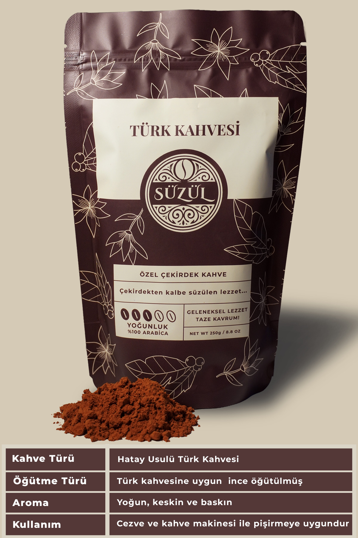 Süzül Kahve ve Baharat Hatay Usulü Türk Kahvesi 250 g Yoğun Aromalı – Süzül - Görsel 3