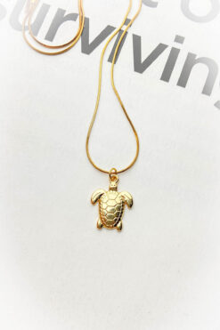 roshel Çelik Kaplumbağa Kolye Uzatmalı Altın Kaplama