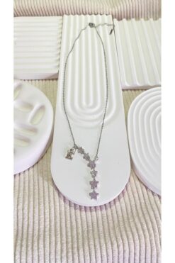 bijoux uniques Kayan Yıldız E Harfli Çelik Kolye