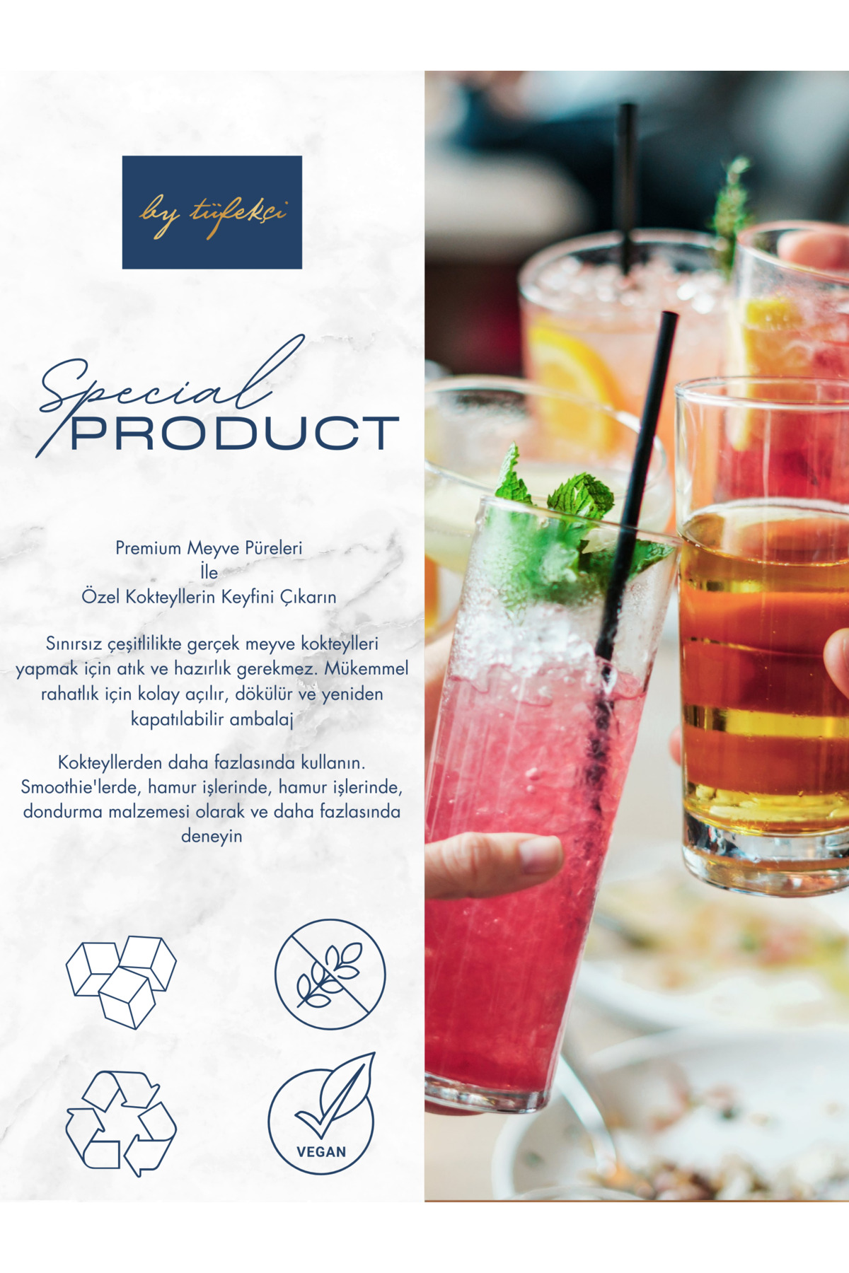 By Tüfekçi Çilek Meyveli Sos (Püre) 1000 Gr | Yüksek Meyve Oranı | Gerçek Şeker | Kokteyl ve Frozen - Görsel 2