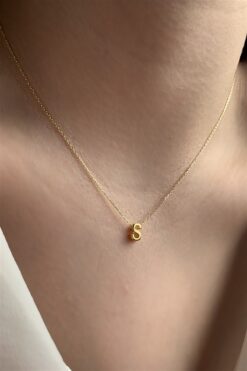 Ziu 925 Ayar Üç Boyutlu S Harfli Gümüş Kolye Uzunluk 42 Cm