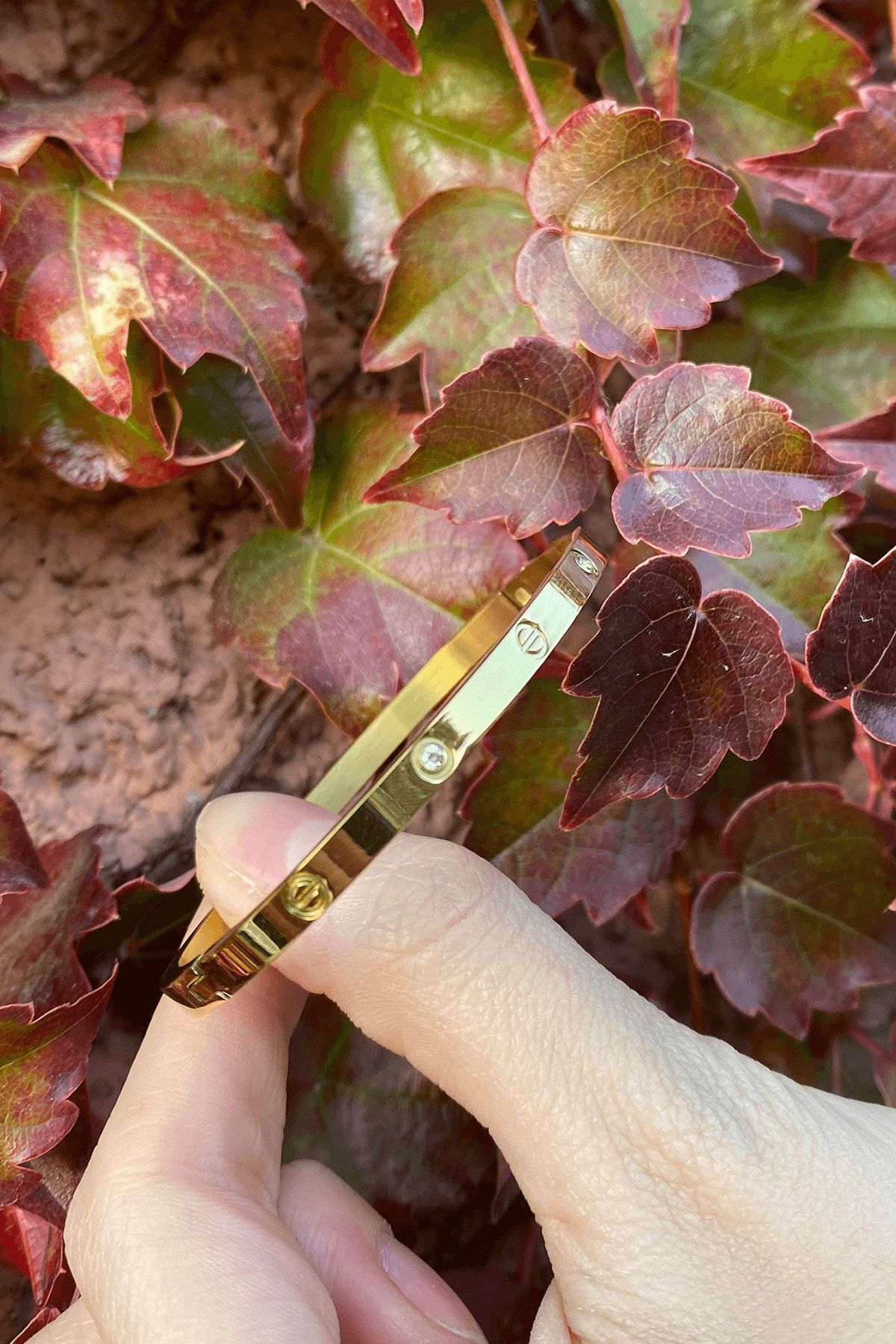 Ressia Kadın Altın Kaplama Çelik Kelepçe - Görsel 2