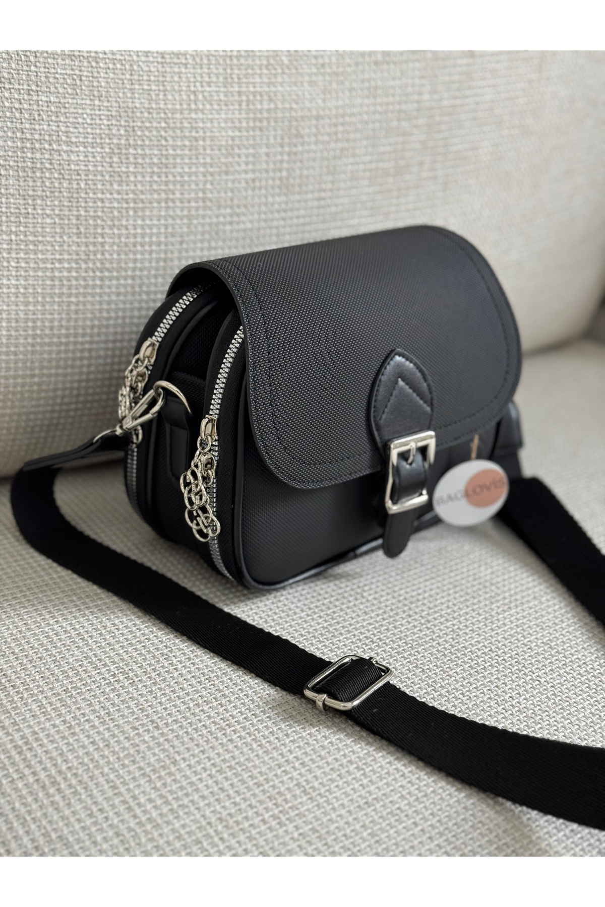 BAGLOVİS Çok Cepli Ayarlanabilir Askılı Lakos Deri Kadın Çapraz Omuz Çantası EN20 BOY16