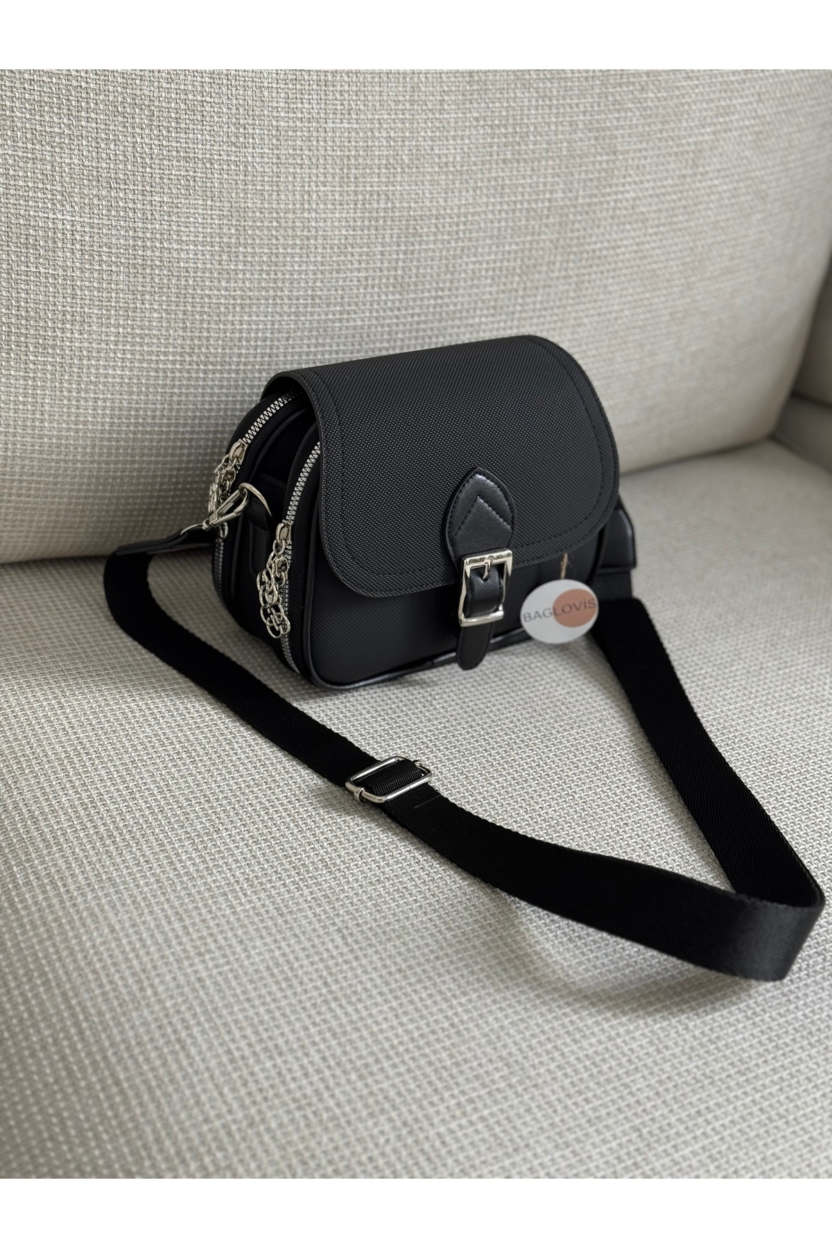BAGLOVİS Çok Cepli Ayarlanabilir Askılı Lakos Deri Kadın Çapraz Omuz Çantası EN20 BOY16 - Görsel 2