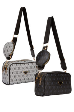 Adelina Bags Kadın Desenli Çapraz Askılı Omuz Çantası 2'li Çanta (2 adet)