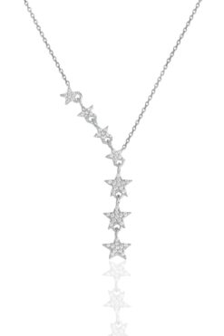 Söğütlü Silver Gümüş Rodyumlu Yeni Zirkon Taşlı Kayan Yıldızlar Kolye Sgtl11183rodaj