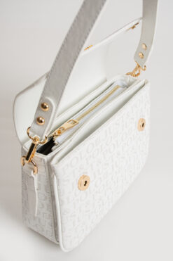 Just Polo Beyaz Kadın Omuz Çantası Yeni Sezon Monogram Kumaş 2197