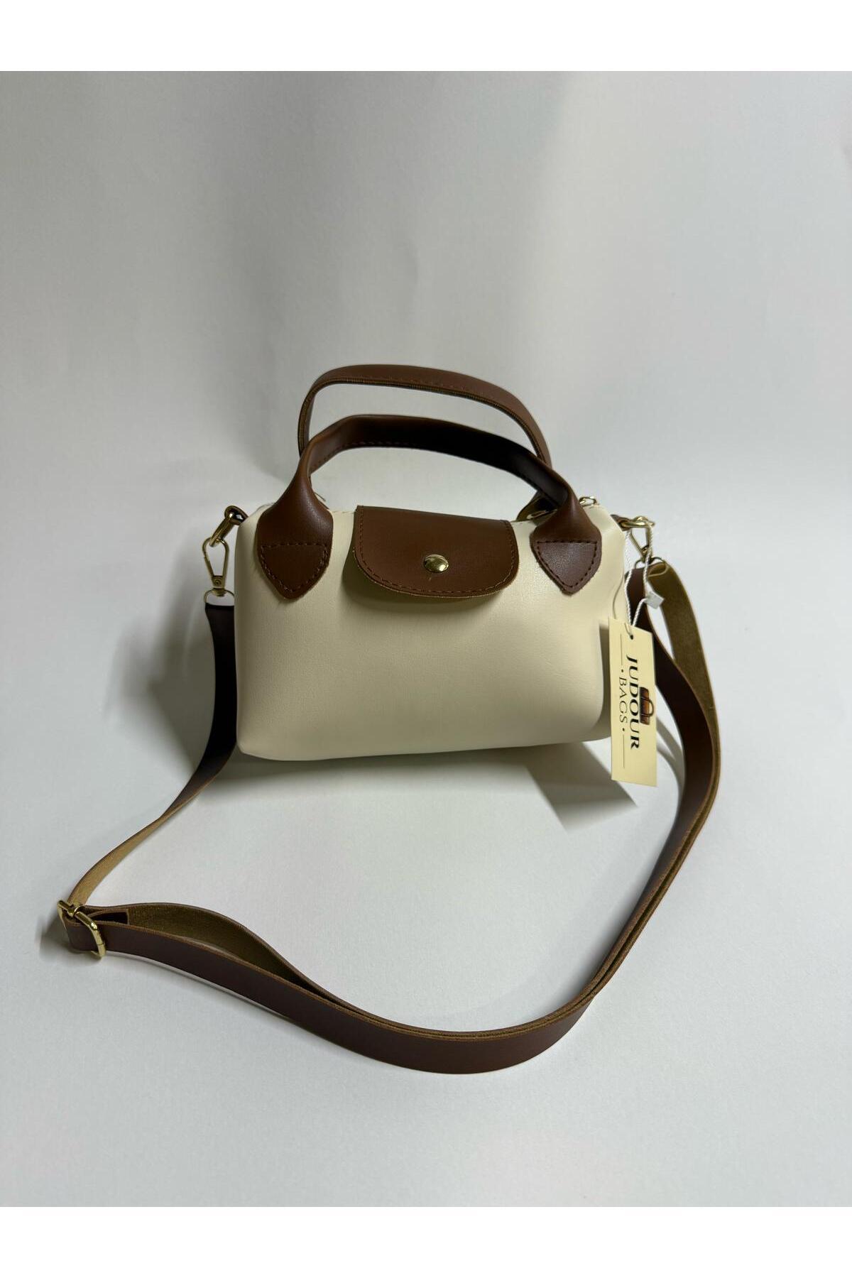 Judour Bags Krem Kadın Suni Deri Saplı Küçük Boy El Ve Omuz Çantası - Görsel 3