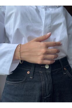 Ressia Beyaz Trapez Taşlı Uzatmalı Bileklik