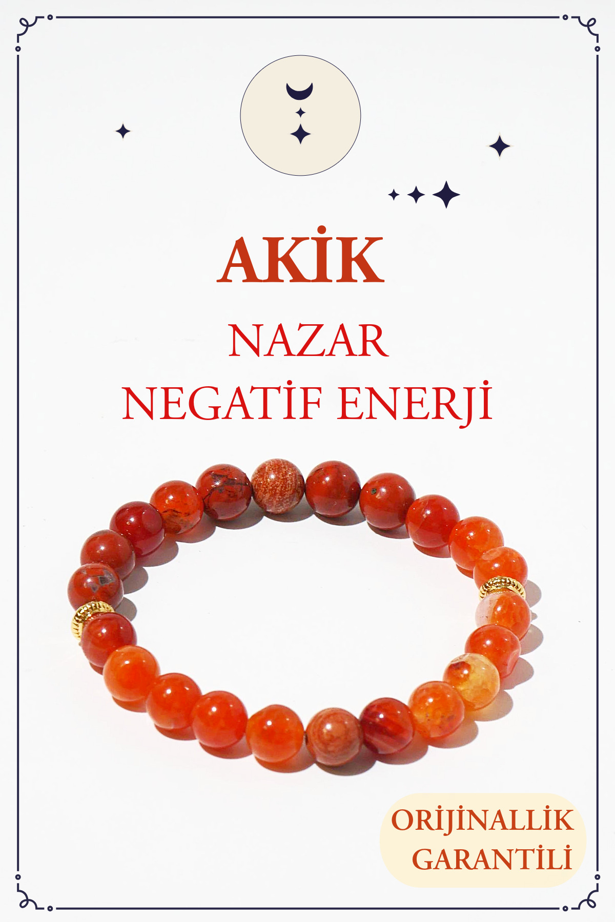 Orenda Design Akik Doğal Taş Bileklik (DENGE VE KARARLILIK) 1.kalite Doğal Taş