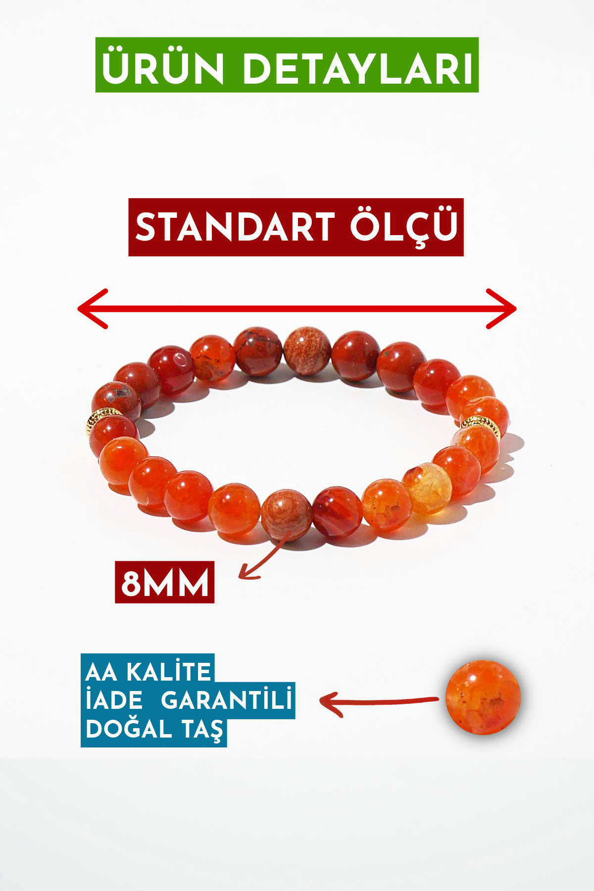 Orenda Design Akik Doğal Taş Bileklik (DENGE VE KARARLILIK) 1.kalite Doğal Taş - Görsel 3