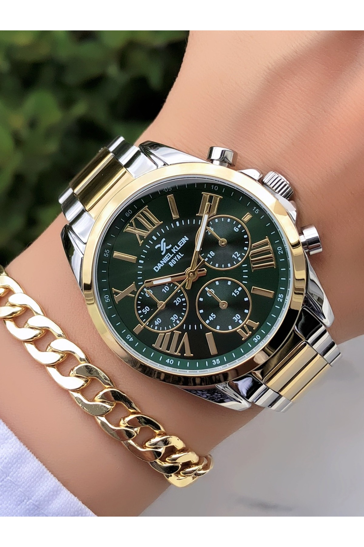 Daniel Klein Yeni Sezon Kadın Kol Saati Altın Gümüş Yeşil Renk 2 Yıl Garantili Bileklik Hediyeli - Görsel 3