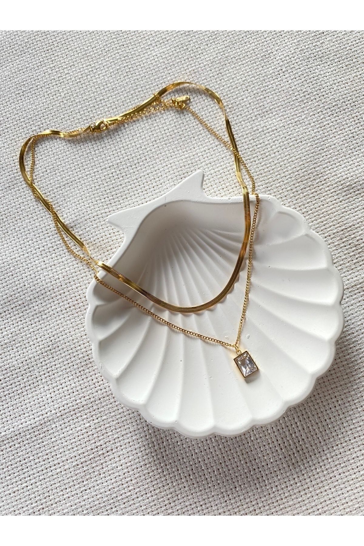 Meyras Touch Çelik Ikili Taşlı Kolye