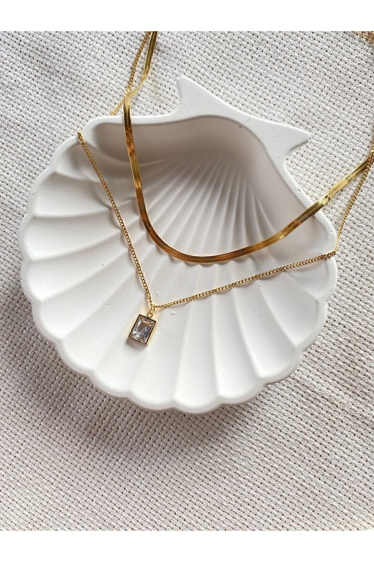 Meyras Touch Çelik Ikili Taşlı Kolye - Görsel 2