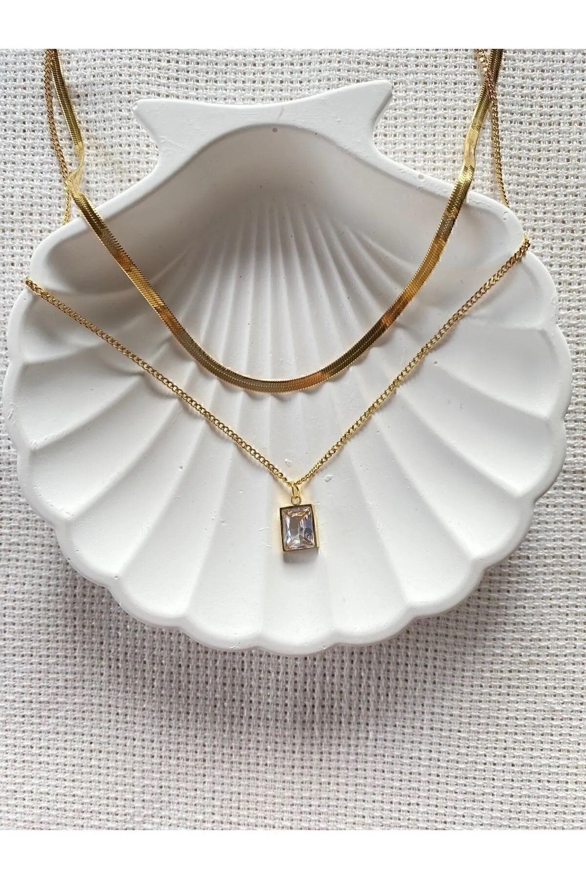 Meyras Touch Çelik Ikili Taşlı Kolye - Görsel 3