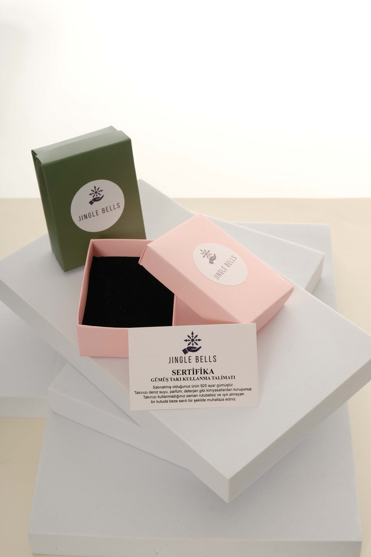 jingle bells Damla Zümrüt Renkli Zirkon Taşlı 925 Ayar Gümüş Kolye Altın Kaplama - Görsel 3