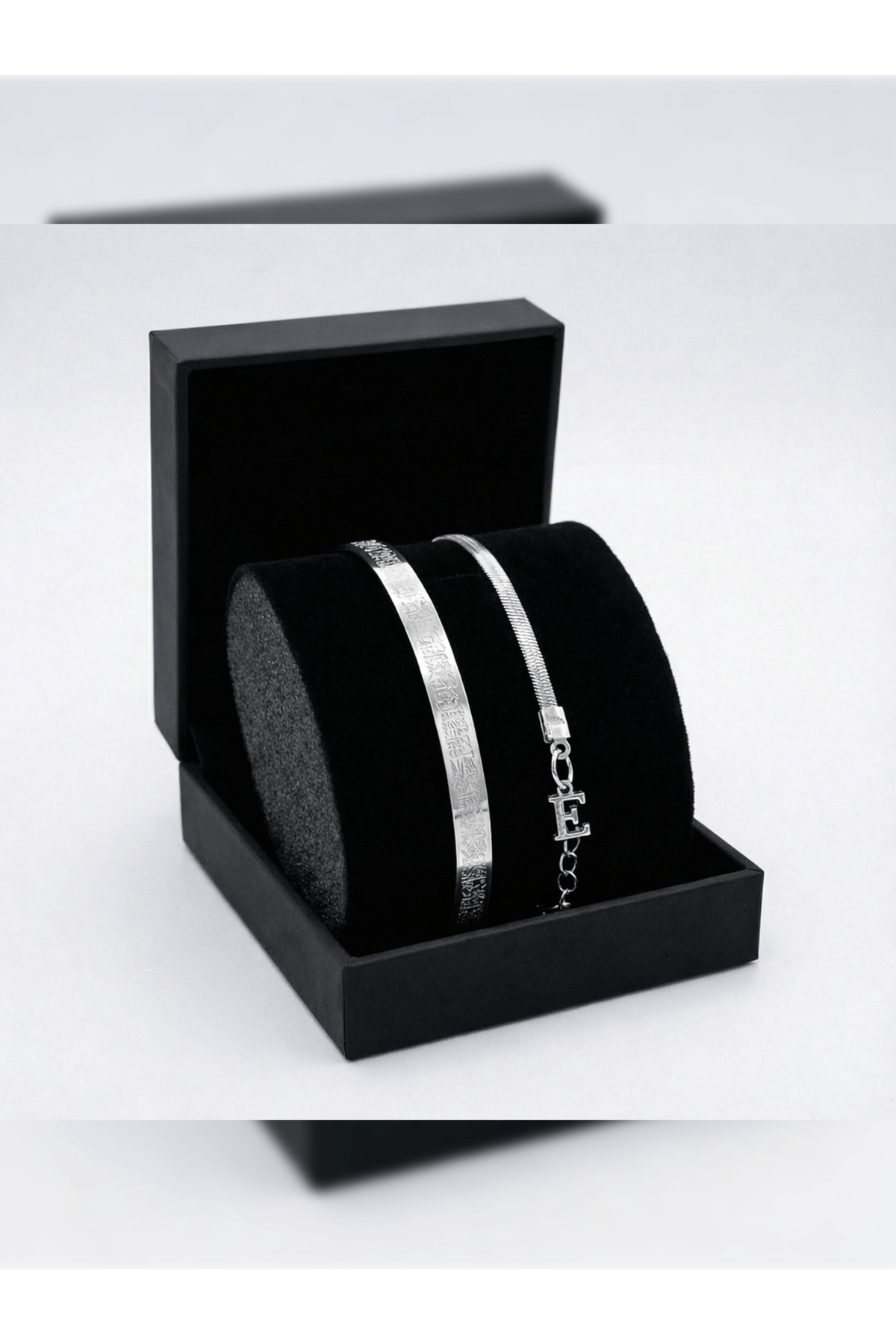 PURE BERRY AYETEL KÜRSİ HARF BİLEKLİK ÇELİK SET KARARMAZ SOLMAZ GÜMÜŞ RENK (HARF BELİRTİNİZ)