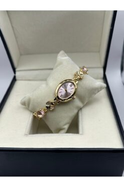 chaoyada Oval Çiçek Taş Vintage Kol Saati Hediye Kutusunda