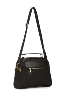 Adelina Bags Kadın Desenli Siyah El Ve Omuz Çantası