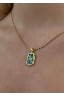 KİLİGİSTANBUL ÇELİK OVAL KUZEY YILDIZI KOLYE