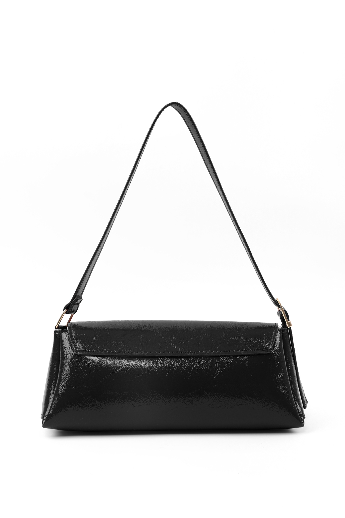 SHAKA Kırışık Dokulu Siyah Shk305 Suni Deri, Özel Kilit Mıknatıslı El, Kol ve Omuz Çantası - Görsel 3