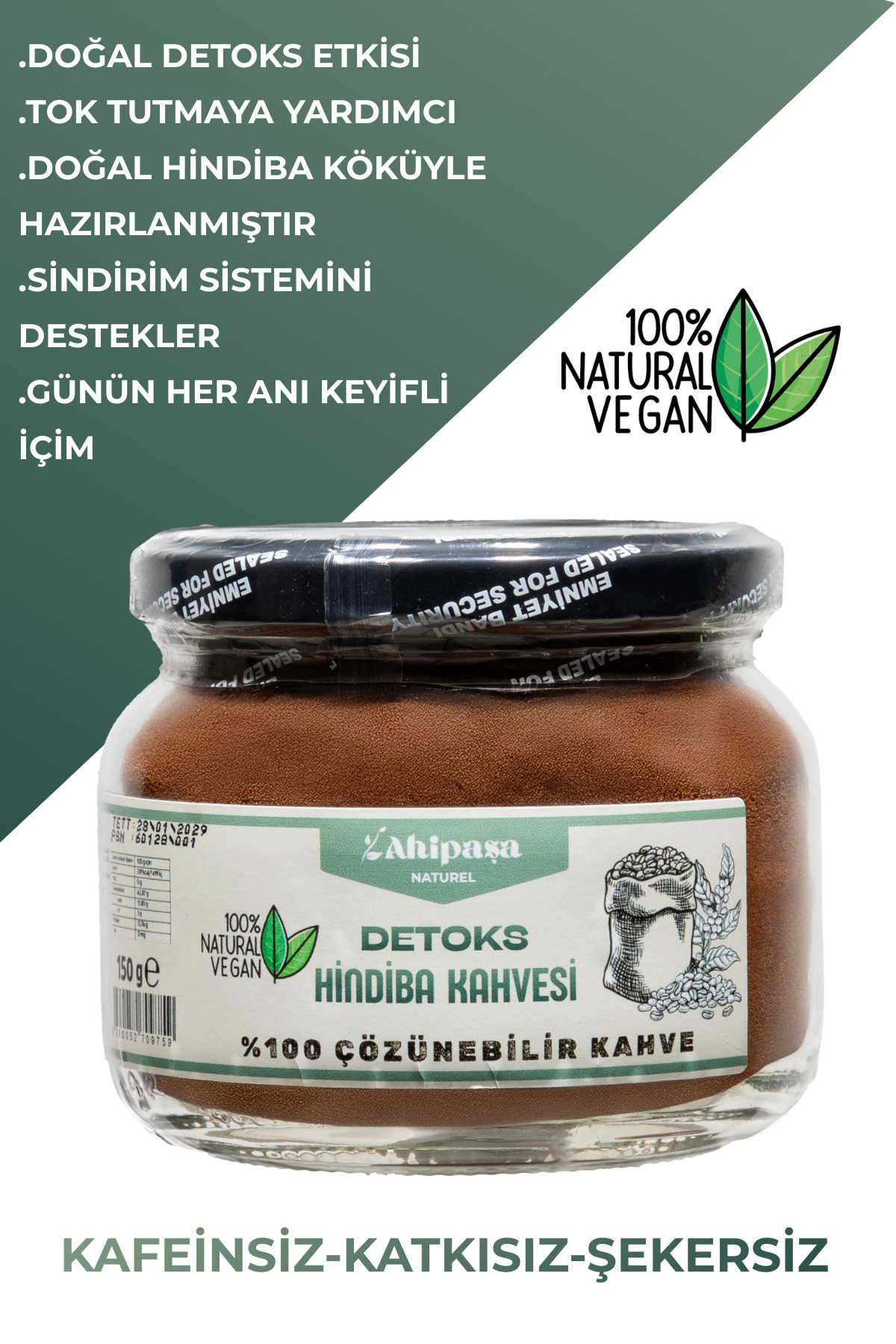 AHİPAŞA HİNDİBA KAHVESİ KAFEİNSİZ DOĞAL DETOKS KOLAY İÇİM (150 GR) - Görsel 2