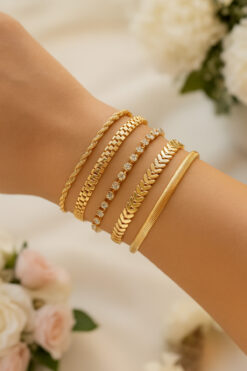 KOBA Kadın Altın Kaplama Şık Ve Zarif Kombin Bileklik Seti