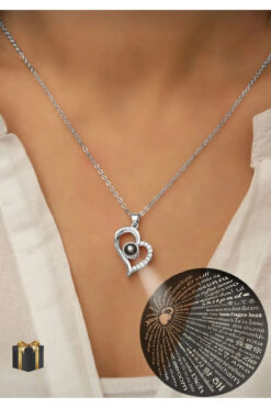 GLANZEND Kutulu 100 Dilde Seni Seviyorum Yazan Aşk Kolyesi Çift Kolyesi Sevgili Kolyesi Anneler Günü Kolye