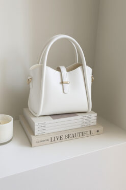 NOTHING Kadın Gold Aksesuar Detaylı Üç Bölmeli Tasarım Çıkarılabilir Makyaj Çantalı El Ve Omuz Çantası Roma