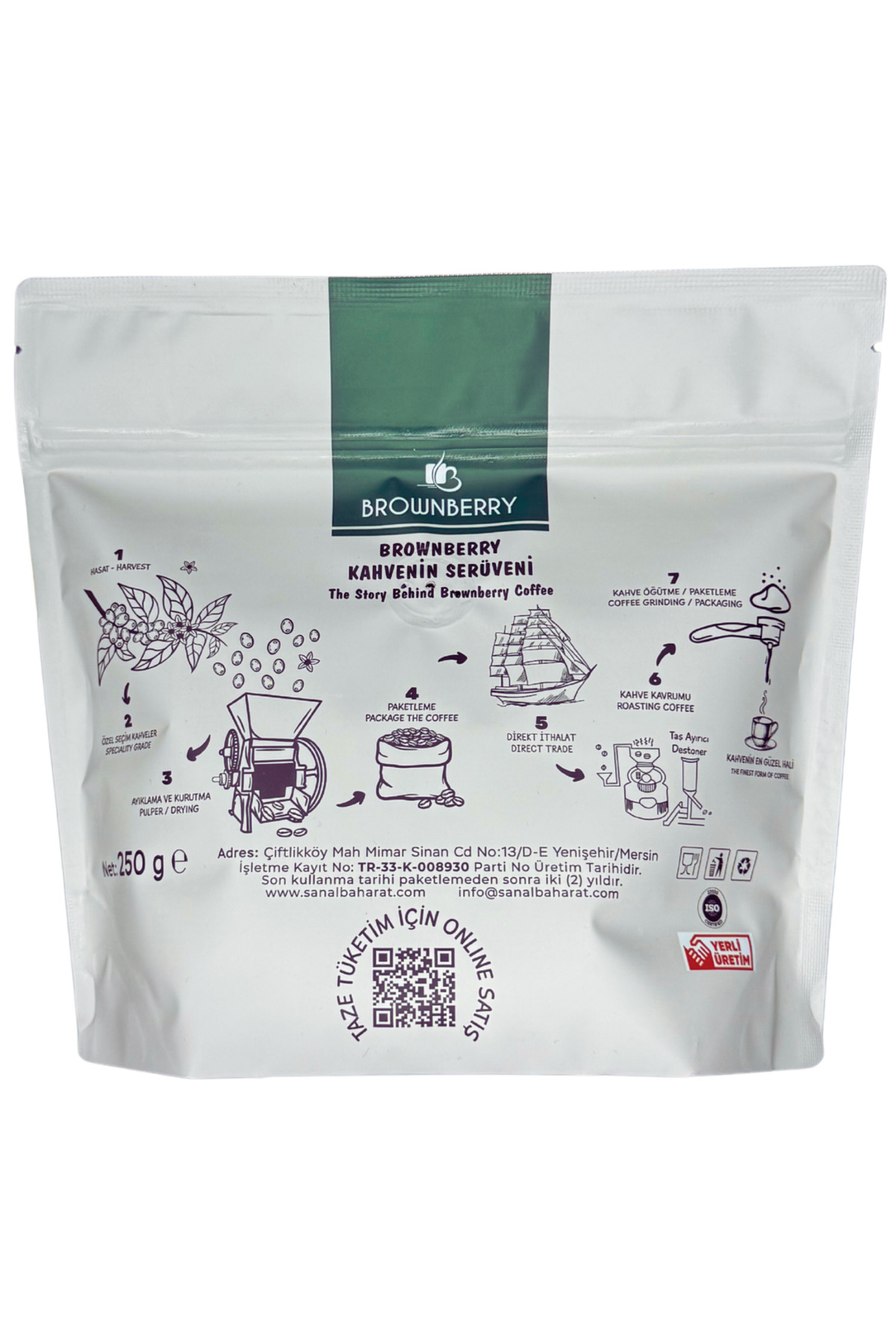 Brownberry Kuru Kahve Öğütülmüş -Arabica (Türk Kahvesi) Orta Kavurma (Medium Roast) - 250 Gr - Görsel 2