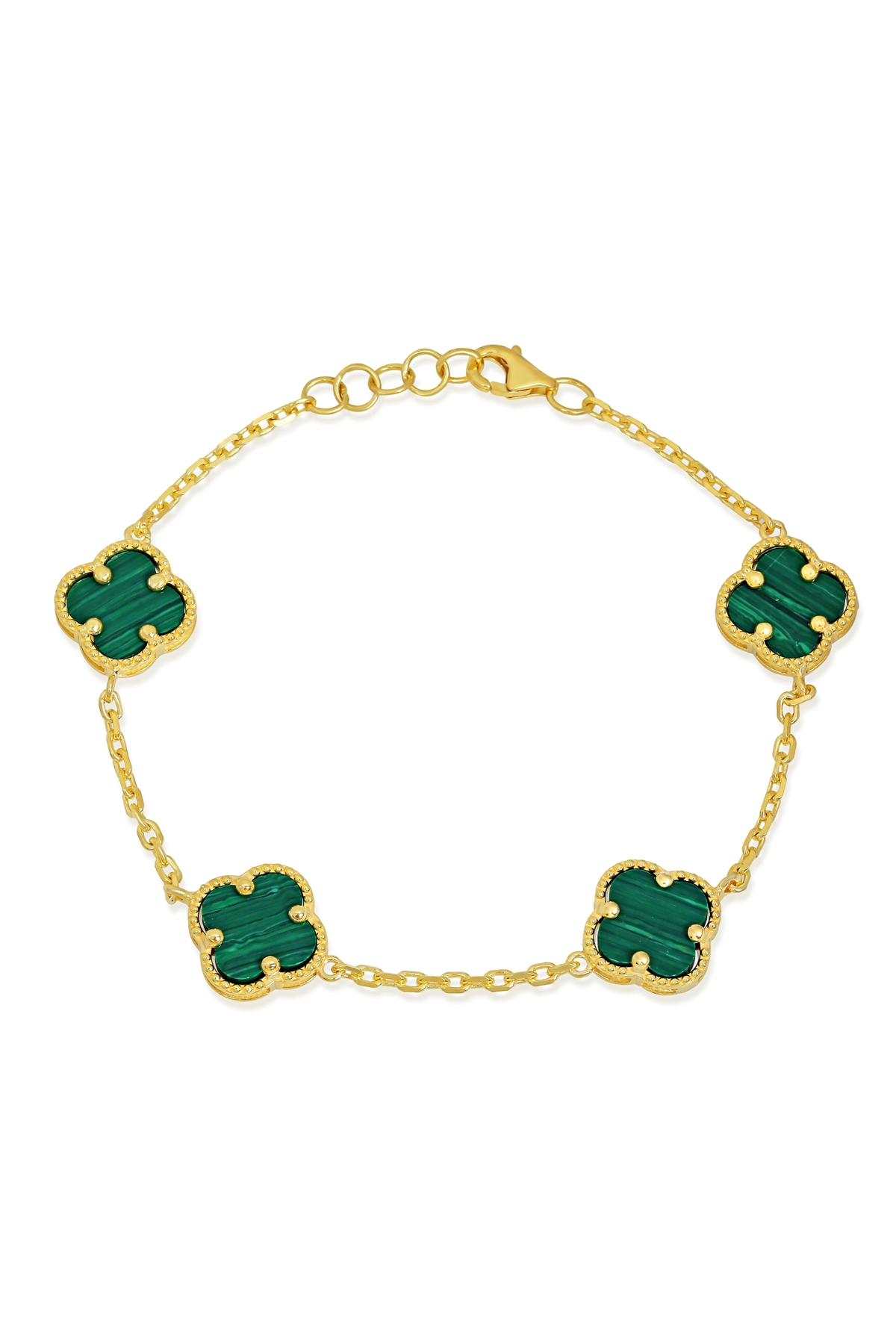 Argentum Concept 14k Altın Kaplamalı 925 Ayar Gümüş Granada Saray Yoncası Bileklik - Yeşil 45103000