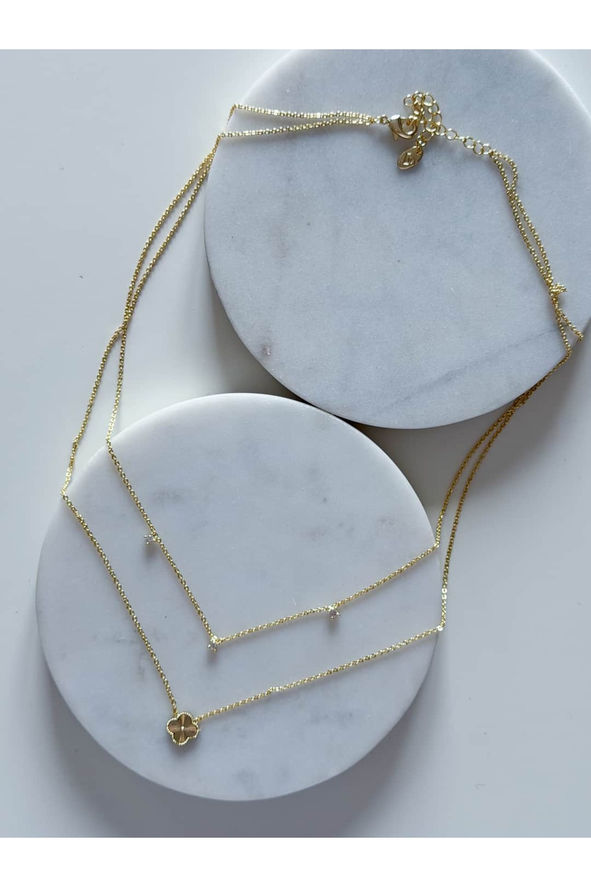 CHARMLUCKY ÖZEL SERİ 2Lİ YONCA TAŞ KOLYE - Görsel 2