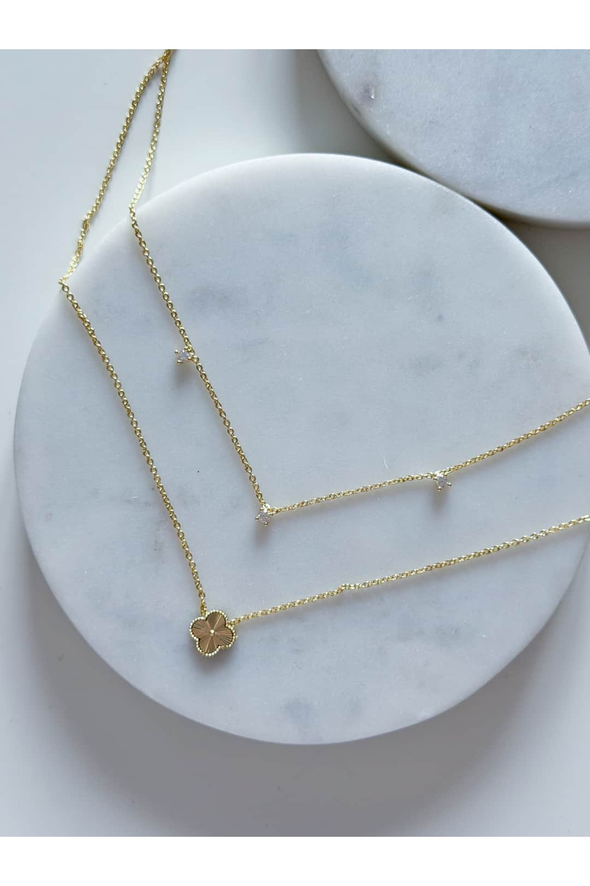 CHARMLUCKY ÖZEL SERİ 2Lİ YONCA TAŞ KOLYE - Görsel 3