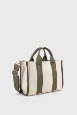 LUNABLU Kadın Çanta Haki Kanvas Çapraz Askılı Omuz Çantası