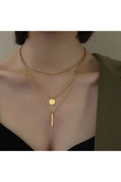 monalisatoka Kadın 3 Sıralı Gold Kolye