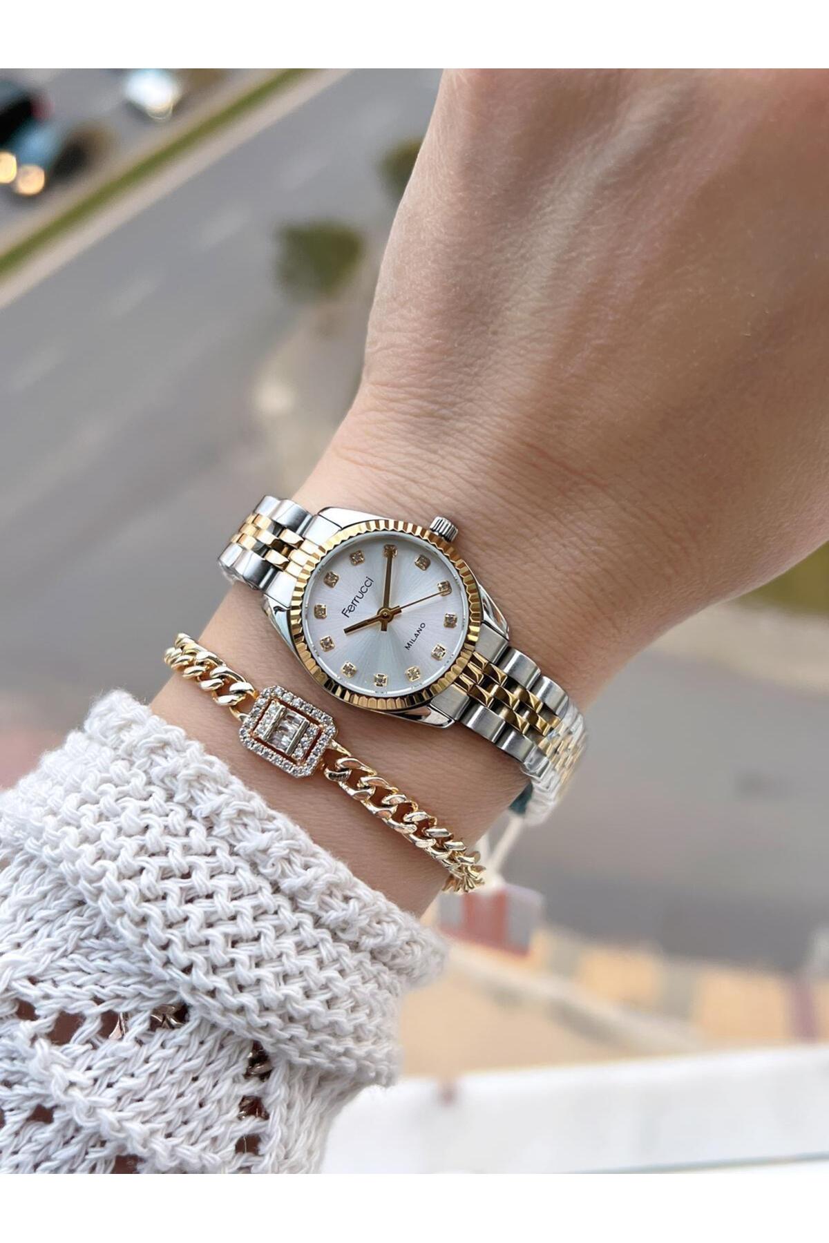 Ferrucci Vintage Mini Çelik Kordon 2 Yıl Garantili Yeni Sezon 30 Mt Suya Dayanıklı Kadın Kol Saati B - Görsel 2